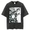 Japanese Anime Unisex's Short Sleeve T-Shirt Two Yuan Around Clothes Unisex And Wounisex Fujiang ITO Run Two Pure Cotton To Do Old Wash