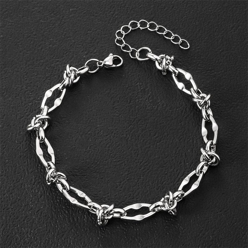 Hip-hop Cuban Knotted Titanium Steel Splicing Non-fading Bracelet Ins Trendy Niche Design Men's Cold Style Jewelry Women