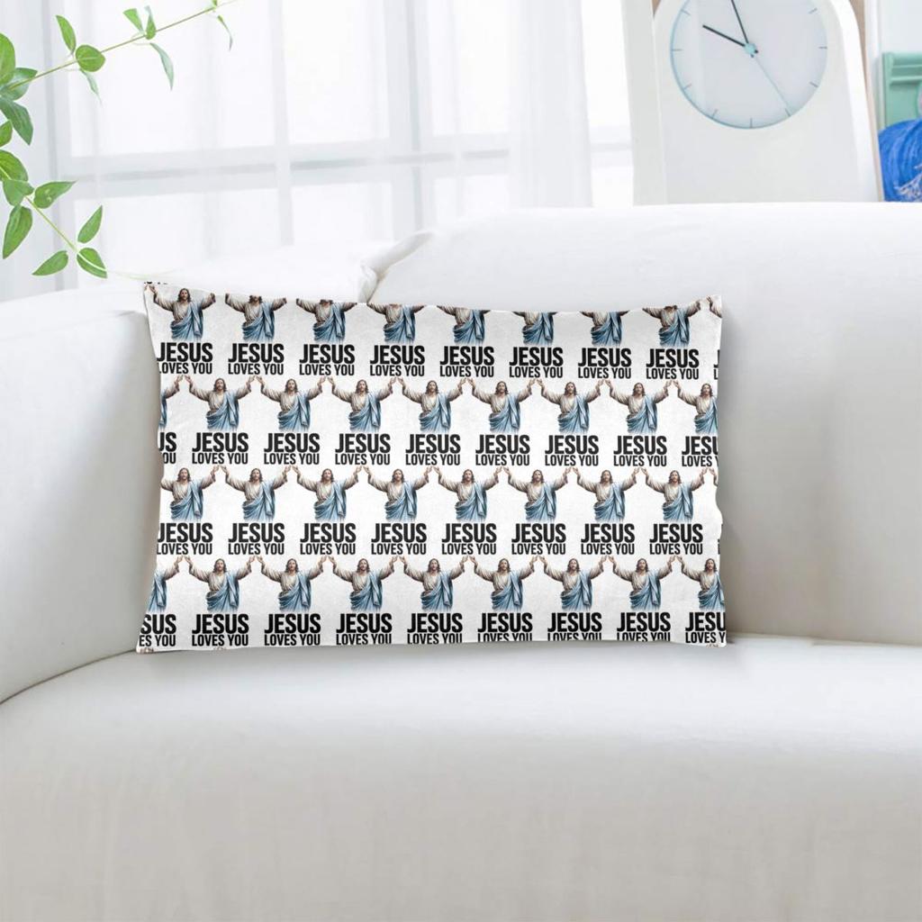 Jesus Loves You Rectangle Pillowcase Cushion Cover Decorative Bedroom Bed Home Comfort Throw Pillow