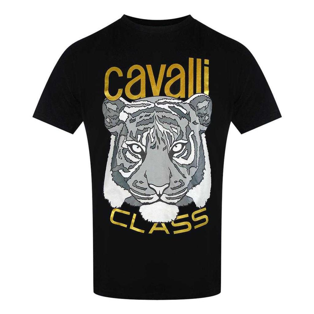 Cavalli Class Mens Tiger Print Logo T-Shirt
