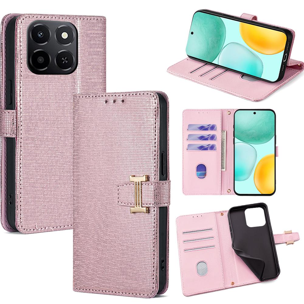 For Honor X6c 4G Case Metal I-Buckle PU Leather Wallet Phone Cover