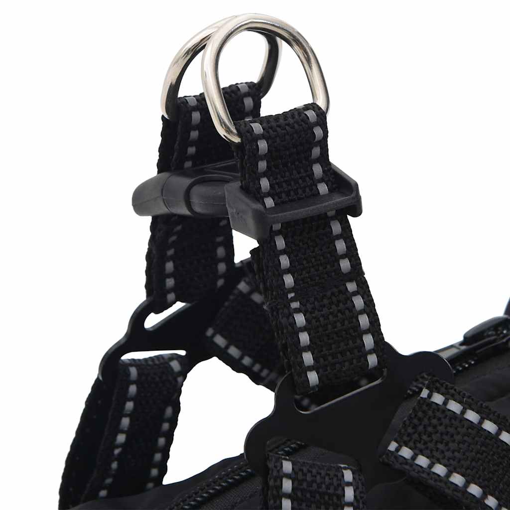 Dog Coat with Integrated Harness Waterproof and Reflective Black Size L36