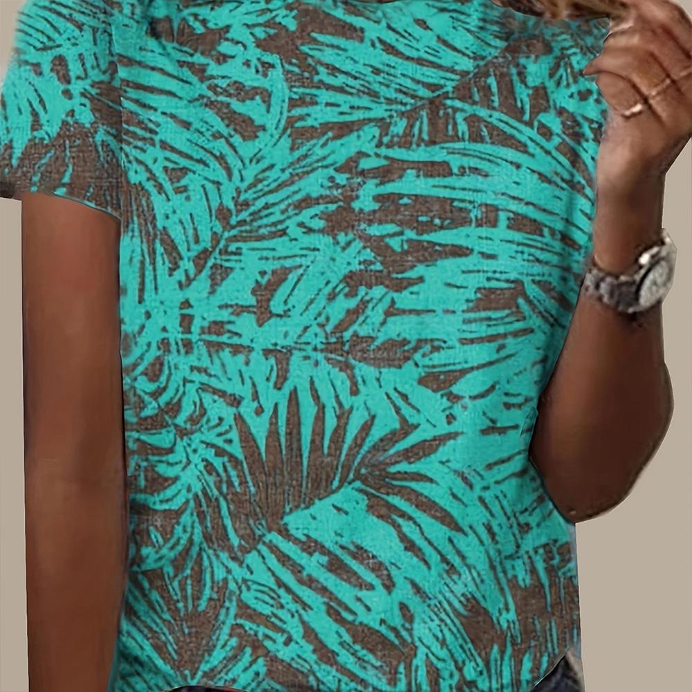 Casual Ladies' Holiday Clothing, Round Neck Short Sleeve T-shirt, Summer Fashion Clothing, Ladies Party T-shirt