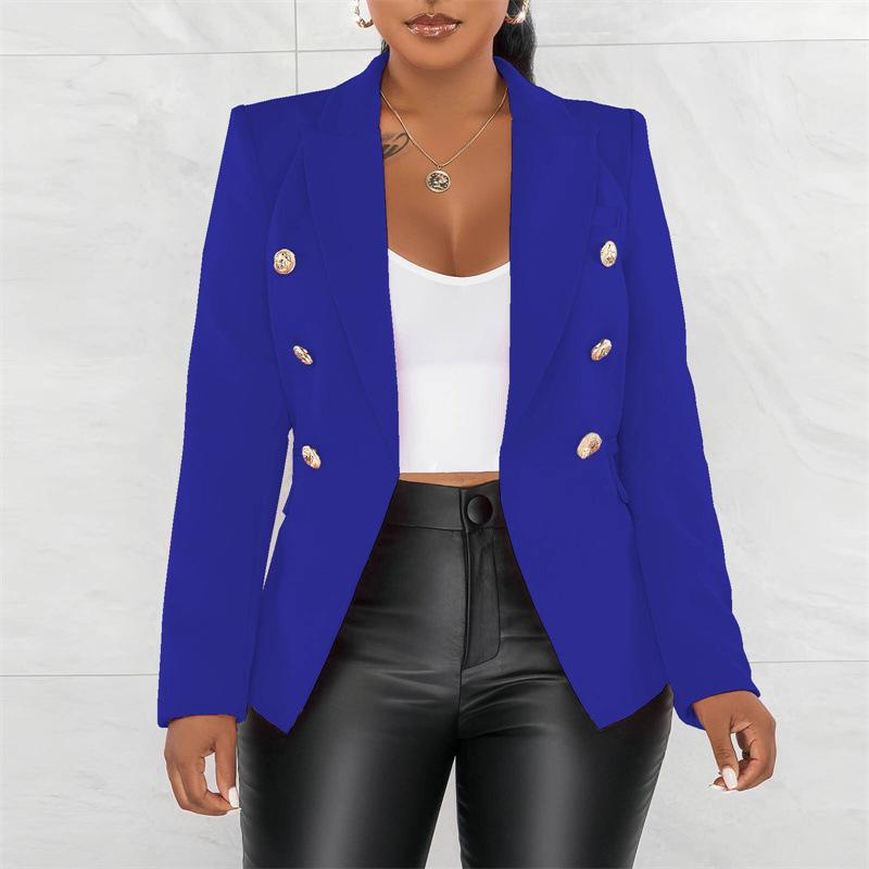 Black Women Blazers Turn Down Collar Long Sleeve Single Breated Slim Fit Button Up Causal Office Work Jackets for Ladies