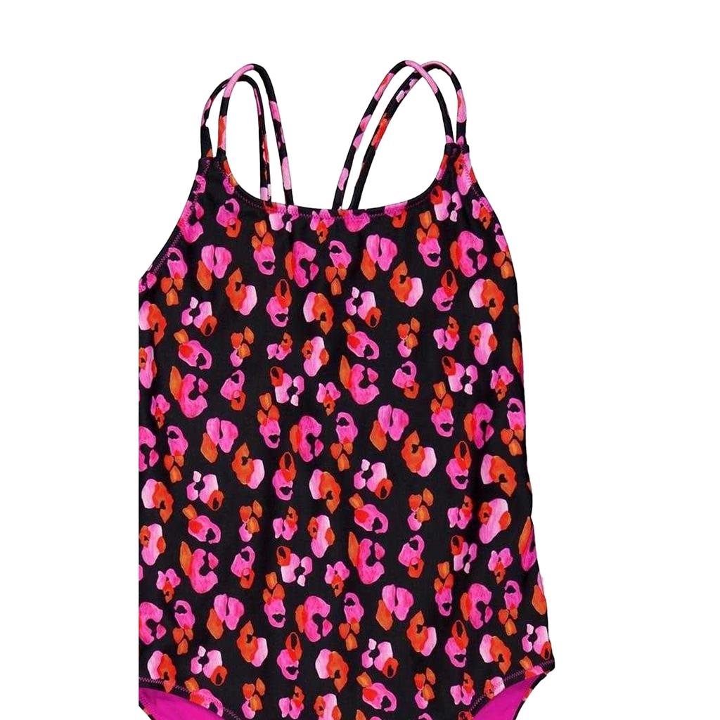 Biba Girls Leopard Print Cross Back One Piece Swimsuit