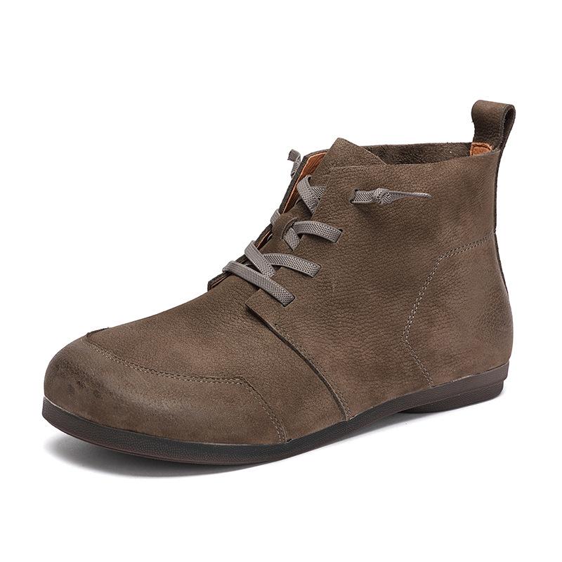 Autumn and winter new first-layer cowhide single boots retro Martin boots women's soft sole soft surface casual