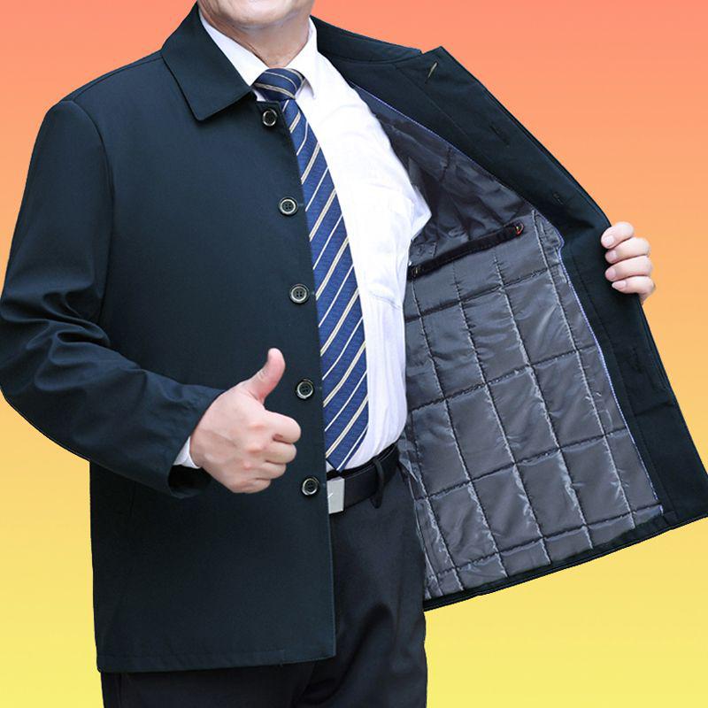 Herren Leichte Freizeitjacke - Frühling/Herbst Stil, Umlegekragen, Knopfverschluss, Lockere Passform für Mittelalte und Ältere.