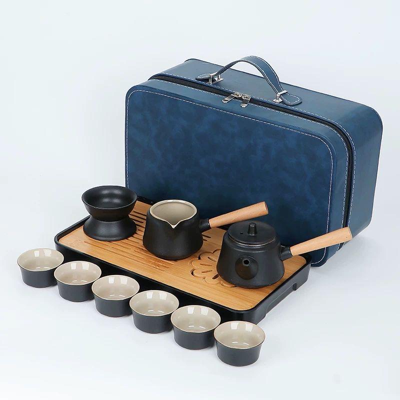 Qiouqiao Black Pottery Portable Travel Kung Fu Tea Set
