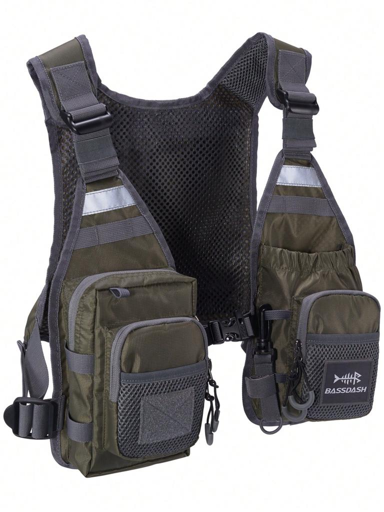 Breathable Fly Fishing Vest with Chest Pack, Lightweight Outdoor Fishing Gear with Storage Pockets, One Size Fits Most