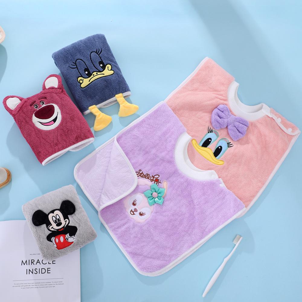 Cartoon Baby Bib & Washcloth Set: Waterproof, Stain-proof, for Face Wash, Rinsing, & Toothbrushing