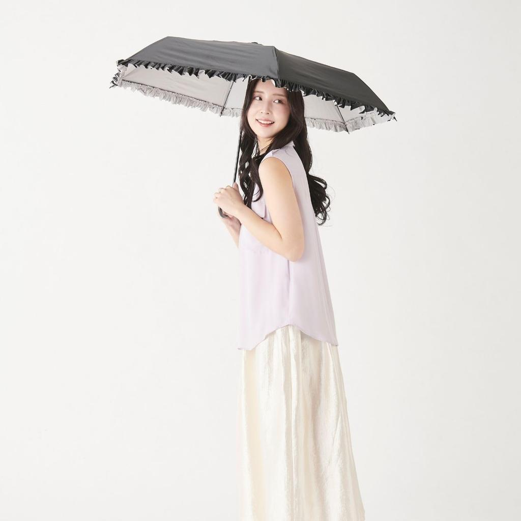 Moonbat Esta Folding Large Light UV Rain or Black Parasol, Umbrella, Size, First-Class Blocking, Protection, Shine, Frilled, 31-230-30216,