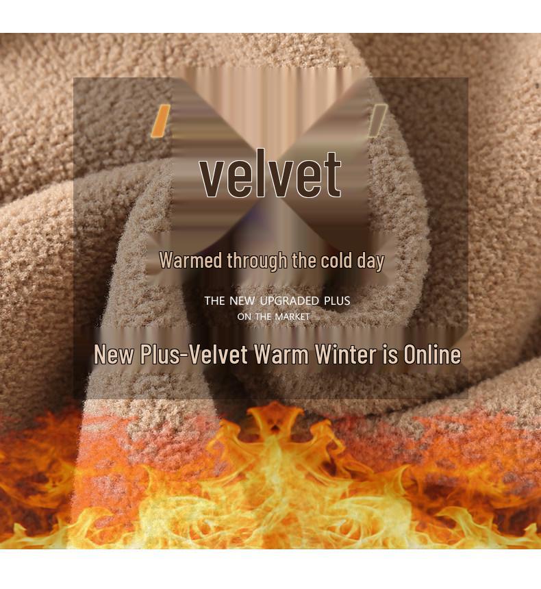 Middle-aged Women's Velvet-Lined Woolen Straight-Leg Pants for Autumn/Winter