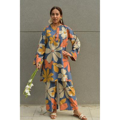 Multicolor Flower Printed Kurti Palazzo Set Indian Women Casual Wear Kurta Set
