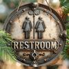 Unisex Rustic Wooden Restroom Door Sign, Business Public Toilet Wall Hanging Decor