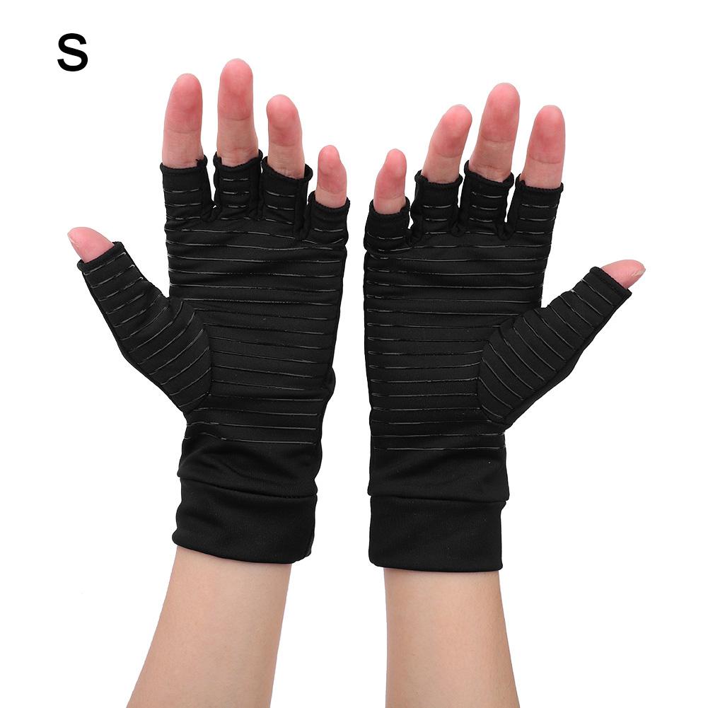 1 Pair Open Finger Arthritis Compression Gloves Copper Infused Content Therapy Gloves