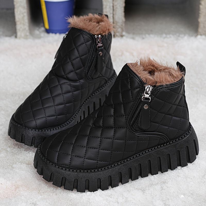 Varme snøstøvler for kvinner med fortykkede såler, høye ankelstøvler og fritidssko for vinteren.