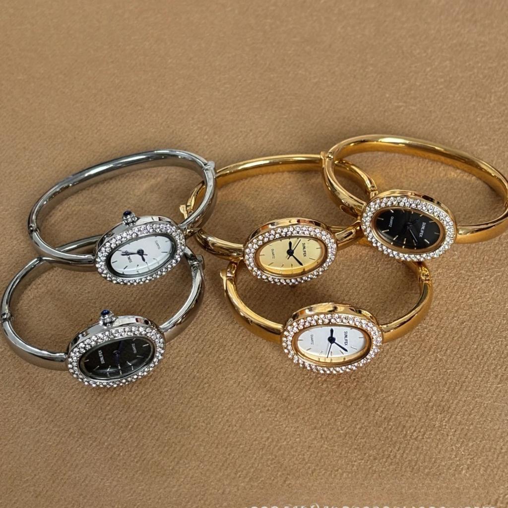 Dropshipping Famous Brand Watches Women Diamond Encrusted Oval Dial Quartz Watch Luxury Gifts Bracelet Wristwatch Reloj Mujer