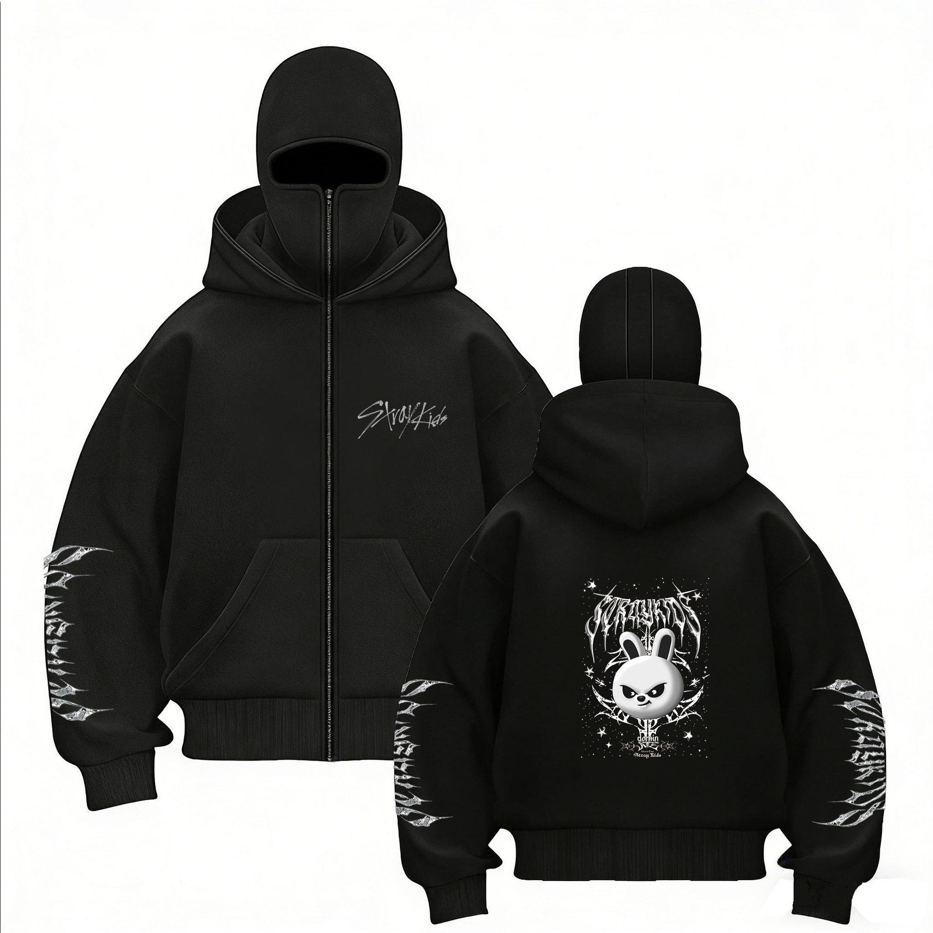 

Stray Kids Skz Харадзюку Принт Stray Kids Худі на блискавці з подвійним капюшоном, Худі SKZ з принтом Харадзюку для STAY, Сорочка на блискавці з двома капюшонами для чоловіків та жінок M