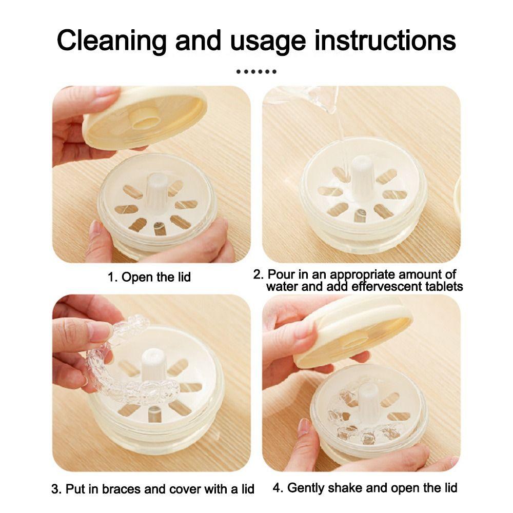Elastic Lifting/Dropping Invisible Braces Storage Case Dustproof Draining Dental Retainer Case Sealed with Mirror