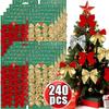 480pcs Christmas Bow Red Gold Mini Xmas Tree Bowknot Pendant Ornaments for Home Decoration Navidad New Year Party DIY Gifts