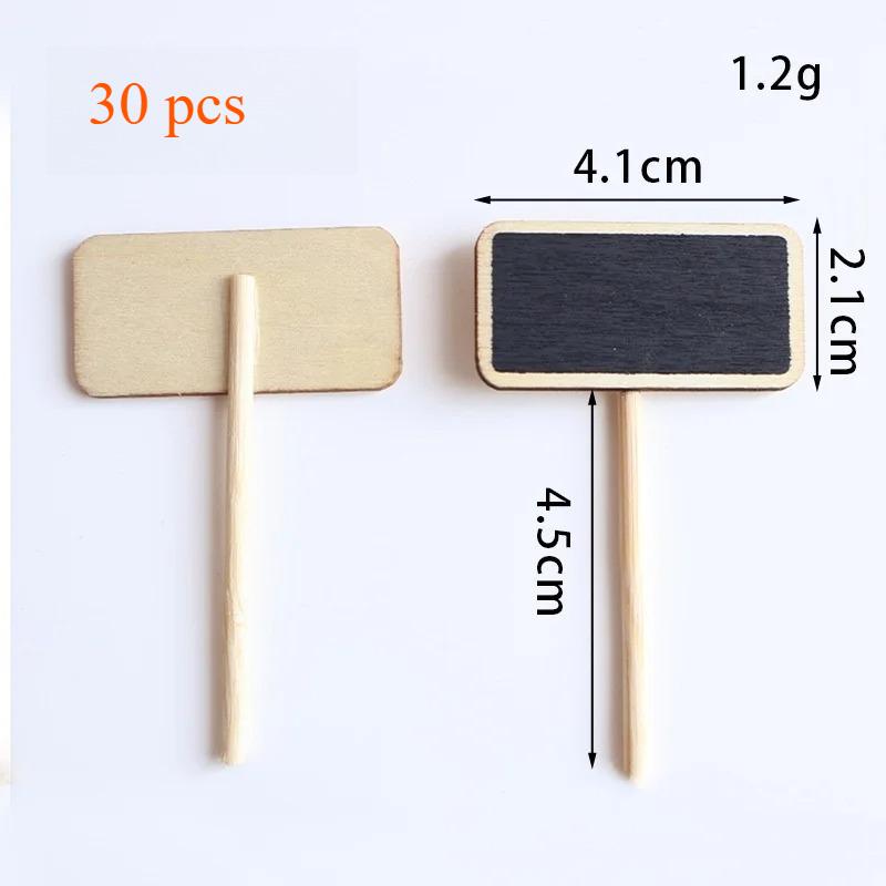 30pcs Wooden Mini Rectangular Blackboard Clip, Home Note Blackboard Label, Wooden Clip, Note Holder, Photo Holder