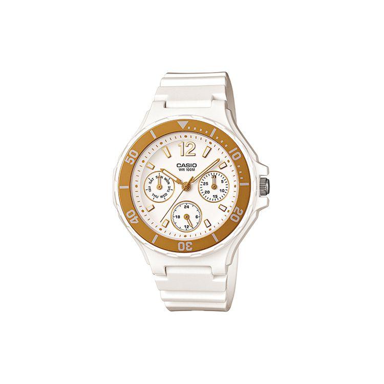 

Casio Youth Series Fashion Trend Vitality Street Classic Three Eye Six Needle Sports Waterproof Quartz Movement Resin Strap Women Watches LRW-250H-9A1 White Dial