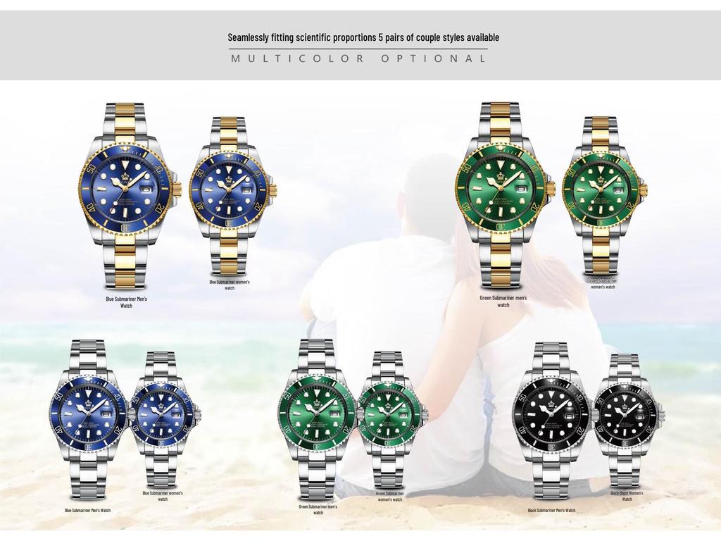 მამაკაცის მწვანე Submariner Date უჟანგავი ფოლადის საათი – მაღალი კლასის მინიმალისტური, წყალგაუმტარი, მბრუნავი ბეზელი, სტუდენტური სპორტული დიზაინი