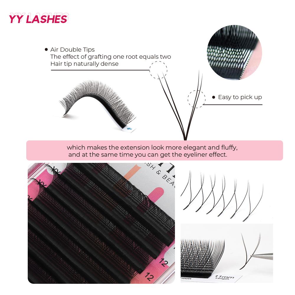 LASHINE W Shaped Lashes YY 3D 4D 5D 6D Premade Volume Fans Faux Mink Eyelashes Brazilian Volume C/D/M Curl Natural Soft Lashes