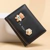 Small Wallet for Girls Women PU Leather Cute Wallet Card Holder Coin Purse for Daily Use Black
