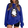 Women's Neck Long Sleeve Loose Fit Casual Sweatshirt Pullover Top with Halloween Print
