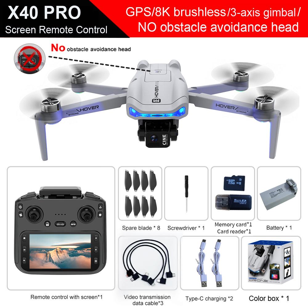 New X40 Max Drone 4K Professional HD Camera 3-Axis Gimbal Aerial 4.5-Inch Large Screen Obstacle Avoidance GPS Security FPV Drone