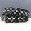 Gothic Double Eyelet Rivet Leather Belt - Top Layer Cowhide, Heavy Industry American Style, Y2K