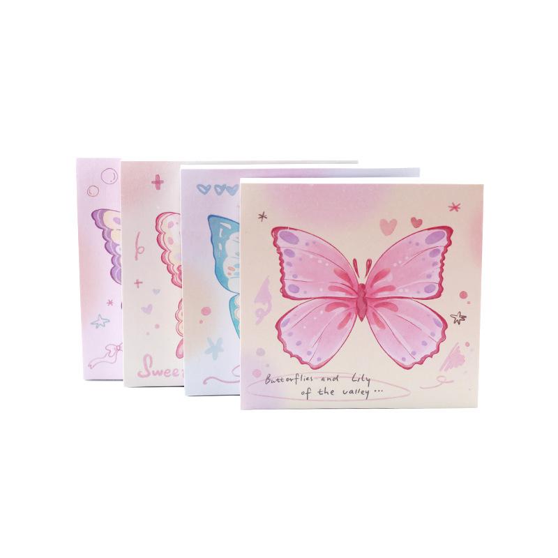 80sheet/pack Gradual Change Butterfly Sticky Note Book Korean Simple Note Book Sticker Base Material Office Accessories