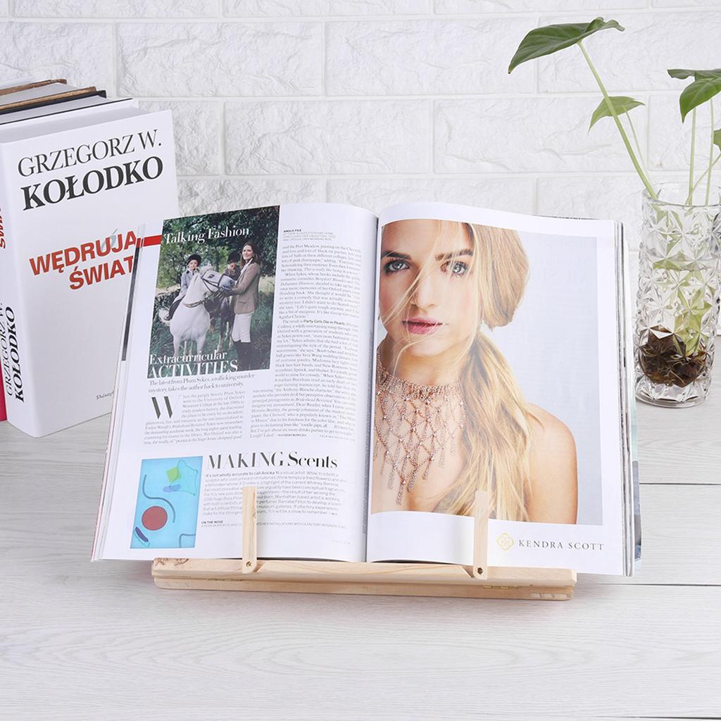 Multi Functional Wooden Book Reading Rack Kitchen Cookbook Stand Holder
