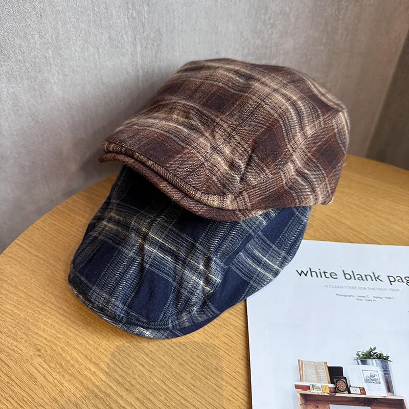 Duckbill Gingham Retro Cap Beret With Ventilation And Sun Protection Women For