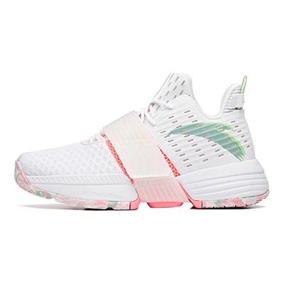 Sweep 1 Shock Absorption Non-Slip Wear-Resistant Mid-Top Basketball Shoes Men Sneaker White Pink Green 112031108-1