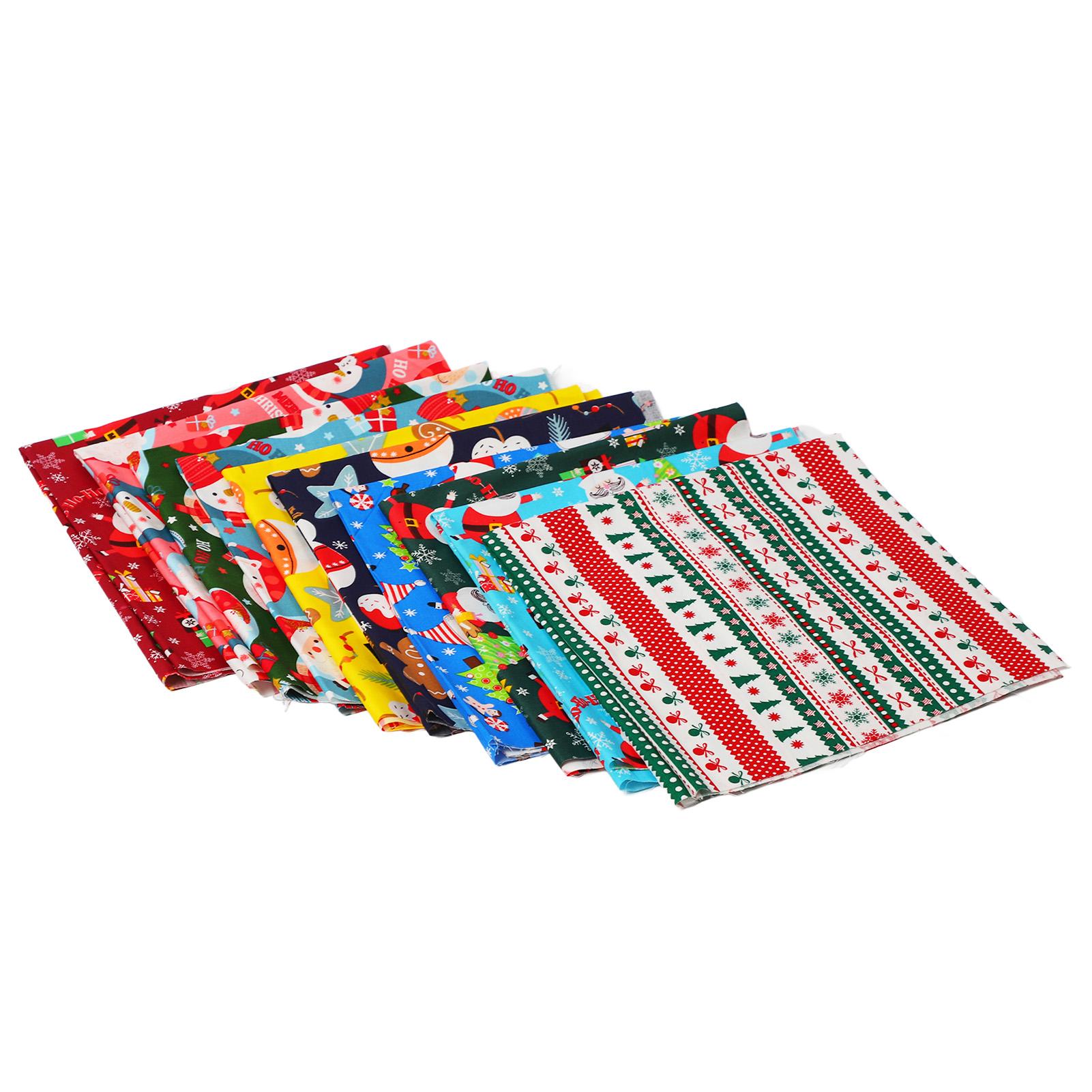 10Pcs Sewing Craft Fabric Christmas Cotton Fabric Twill Printing Fashionable Decorative DIY Cotton Cloth Sewing Craft Fabric 50x50cm