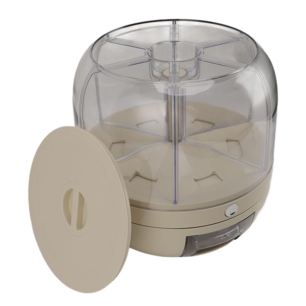 Grain Storage Dispenser Rotation Rice Container White 6 Compartments Sealing Easy Access Dry Food Dispenser for Kitchen