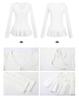White Lace Long-Sleeve V-Neck T-Shirt - Simple & Versatile Autumn/Winter Style