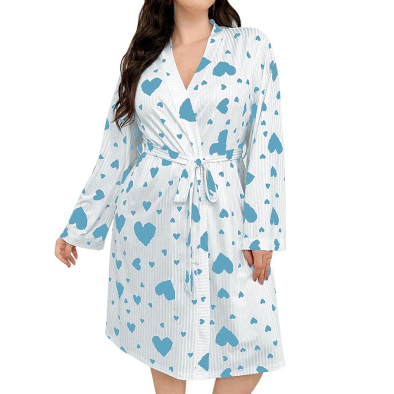 

Женский халат с принтом сердечек L