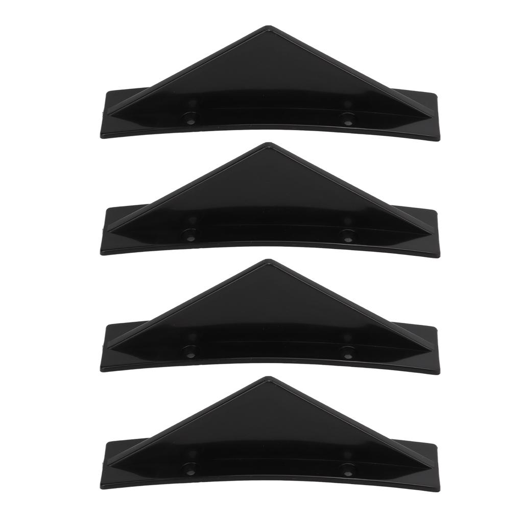4pcs Rear Bumper Diffuser ABS Curved Glossy Black Spoiler Shark Fin Universal for Car