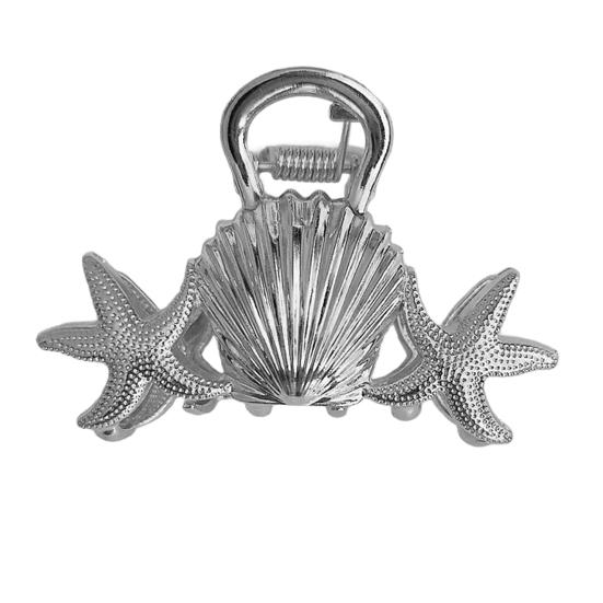 Hair Claw Oceanic Design Back Head Hair Clip with Shells Starfish Conch Pattern Multi-Purpose Hair Accessories