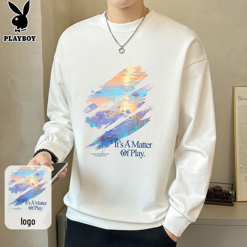Playboy Men's Long Sleeve Loose Fit Crewneck Sweatshirt