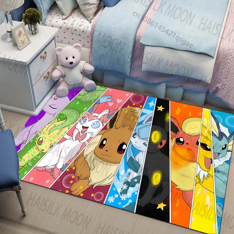 Multi-Sizes Pokemon All Eeveelutions Pattern Carpets for Living Rooms Play Mats Rugged Bedroom Decor Crawl Mats Luxury Gifts