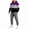 Men's Hoodie and Jogger Set Casual Patchwork Tracksuit for Workout, Lounging and Everyday Wear