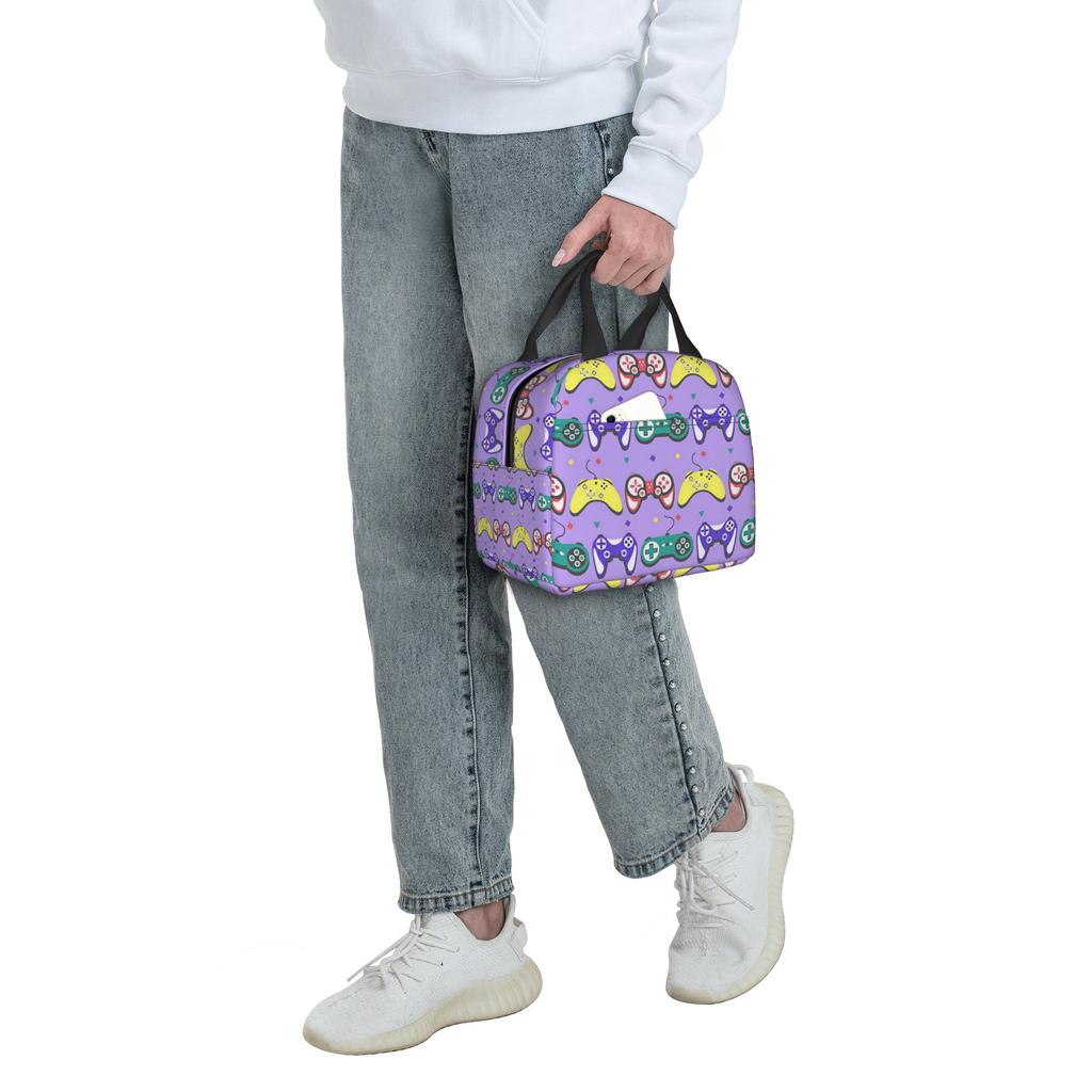 Game Controllers Game Joystick Insulated Lunch Tote Bag for Women Portable Cooler Thermal Bento Box Work School Travel