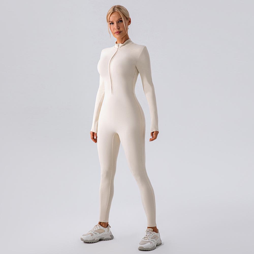 European & American Winter-Style Velvet Brushed Warm Yoga Onesie - Long-Sleeved Fitness Tights for Women