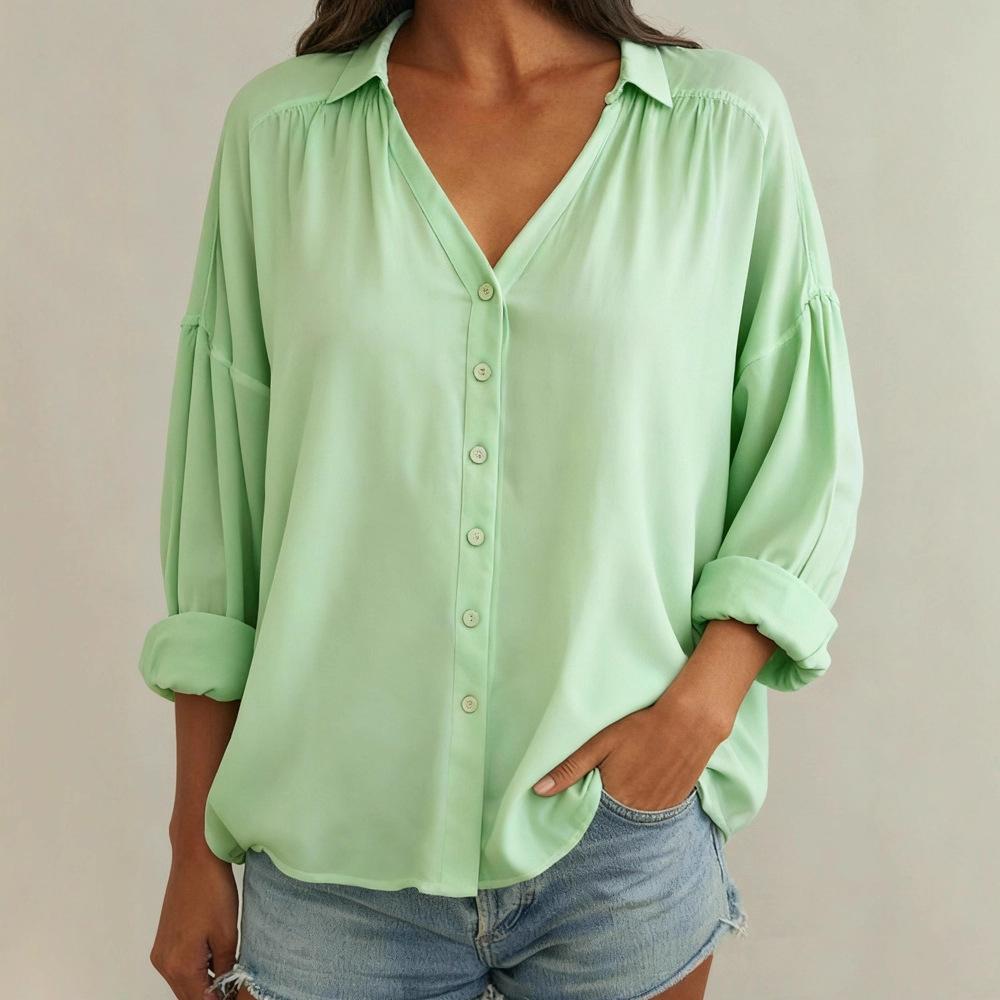 2025 Nový dámský ležérní košilový límec s dlouhým rukávem, běžný kardigan, vícebarevná dámská košile