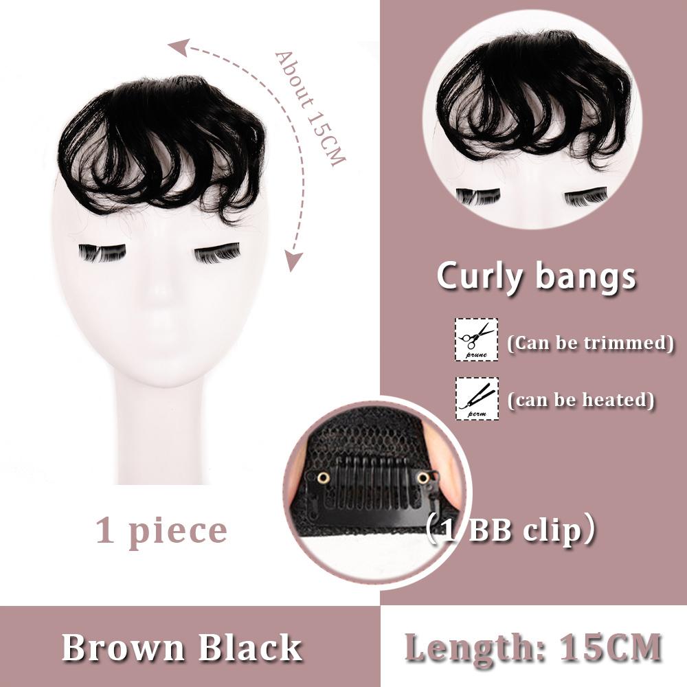 Black Brown Bangs Wig Hair Extension Synthetic Wig Women Clip Style Bangs