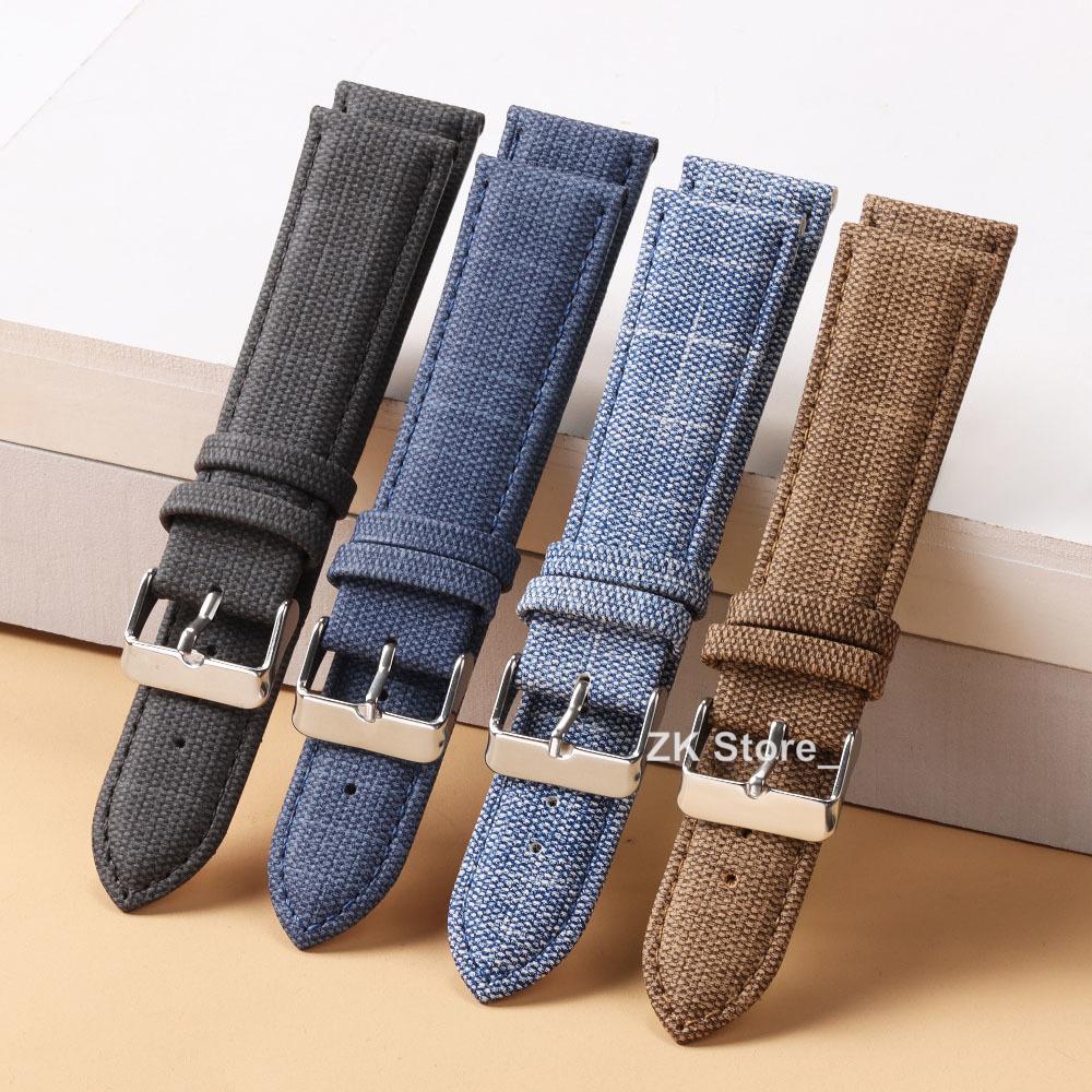 Vintage Lederarmband Denim-Muster Nylon Uhrenarmband 16mm 18mm 20mm 22mm Armband für Huawei Uhrenarmband Universelles Armband Gürtel